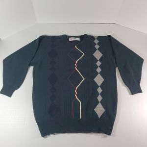 Sz S The Scotch House Pure Lambswool Styled By Pringle Green Geometric Sweater